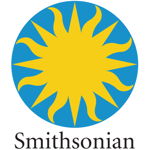 The Smithsonian Institution logo featuring a yellow sun with wavy rays on a blue circular background, with the text 'Smithsonian' below.