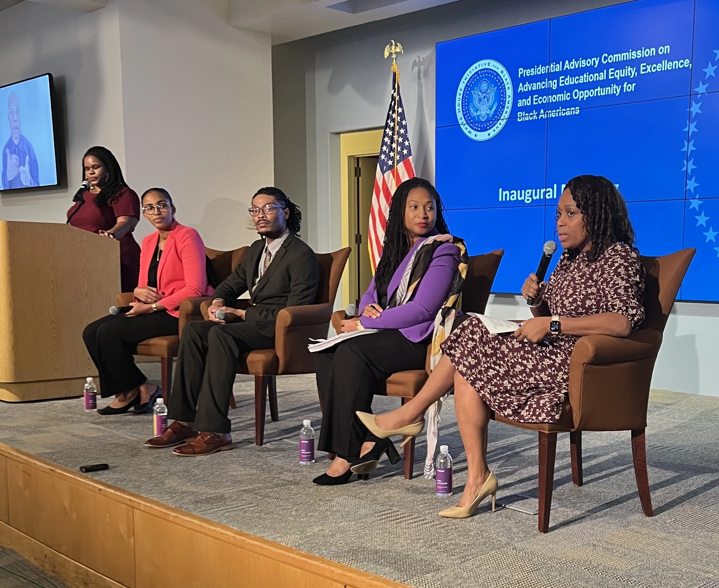 Dr. Samuel facilitating a White House discussion—bringing leaders together to advance thoughtful dialogue, shared learning, and solutions that strengthen students, educators, and communities nationwide.