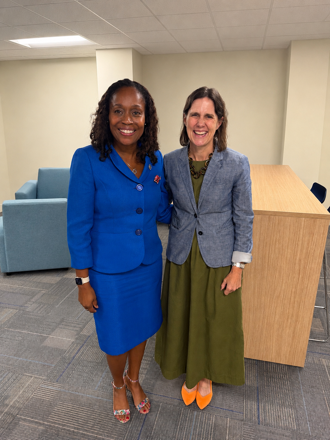 Dr. Aaliyah Maxwell with Virginia Superintendent Jenna Conway during the Virginia Board of Education appointment ceremony.