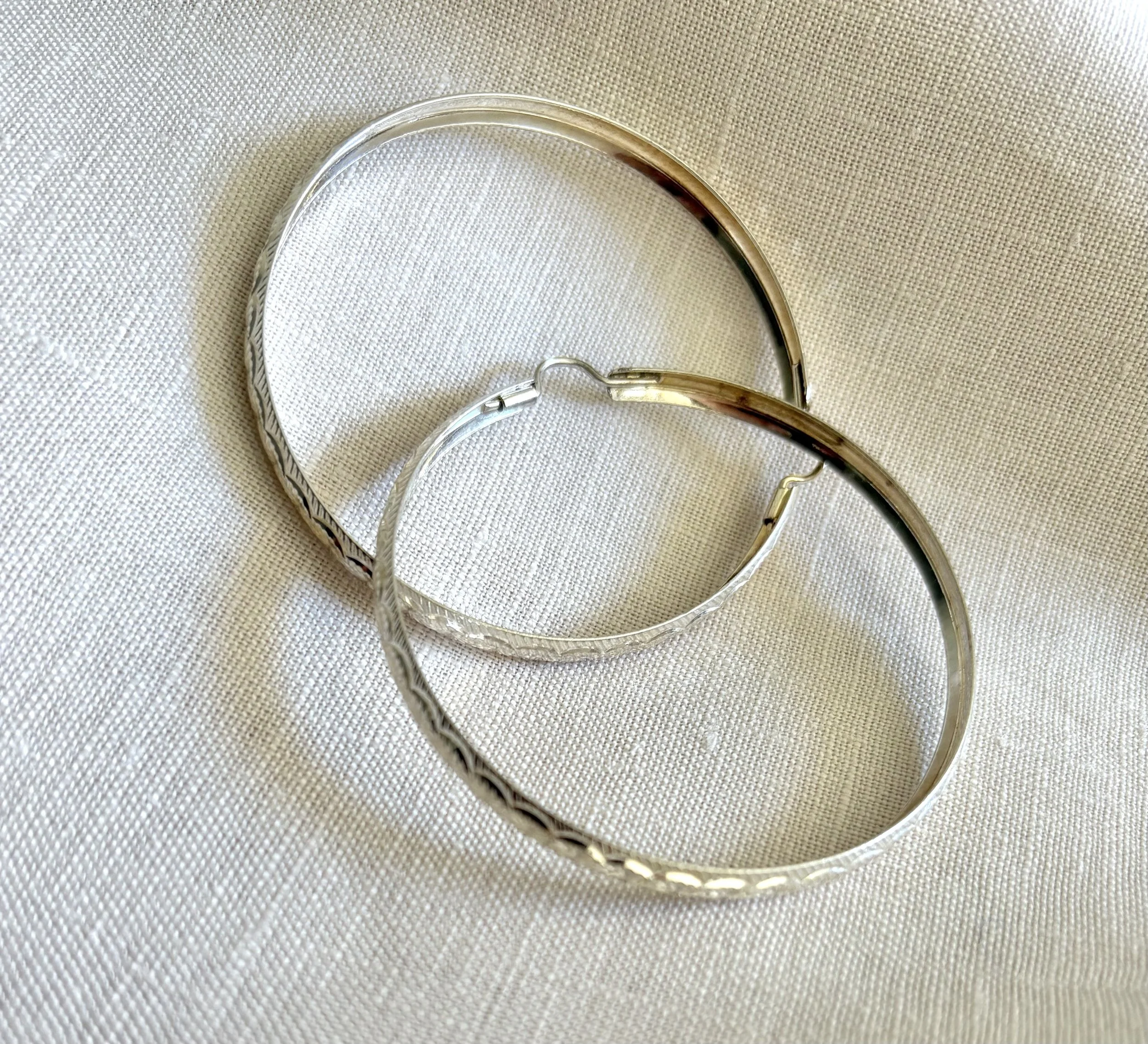 Silver Hoop Earrings 40mm
