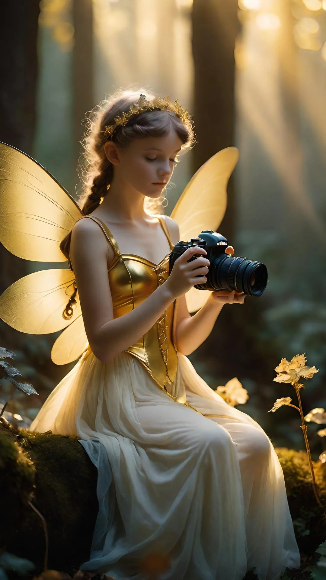 The fae’s amber-lit face softens the lens between us — her gaze asking if I, too, am a creature caught between sleep and wonder