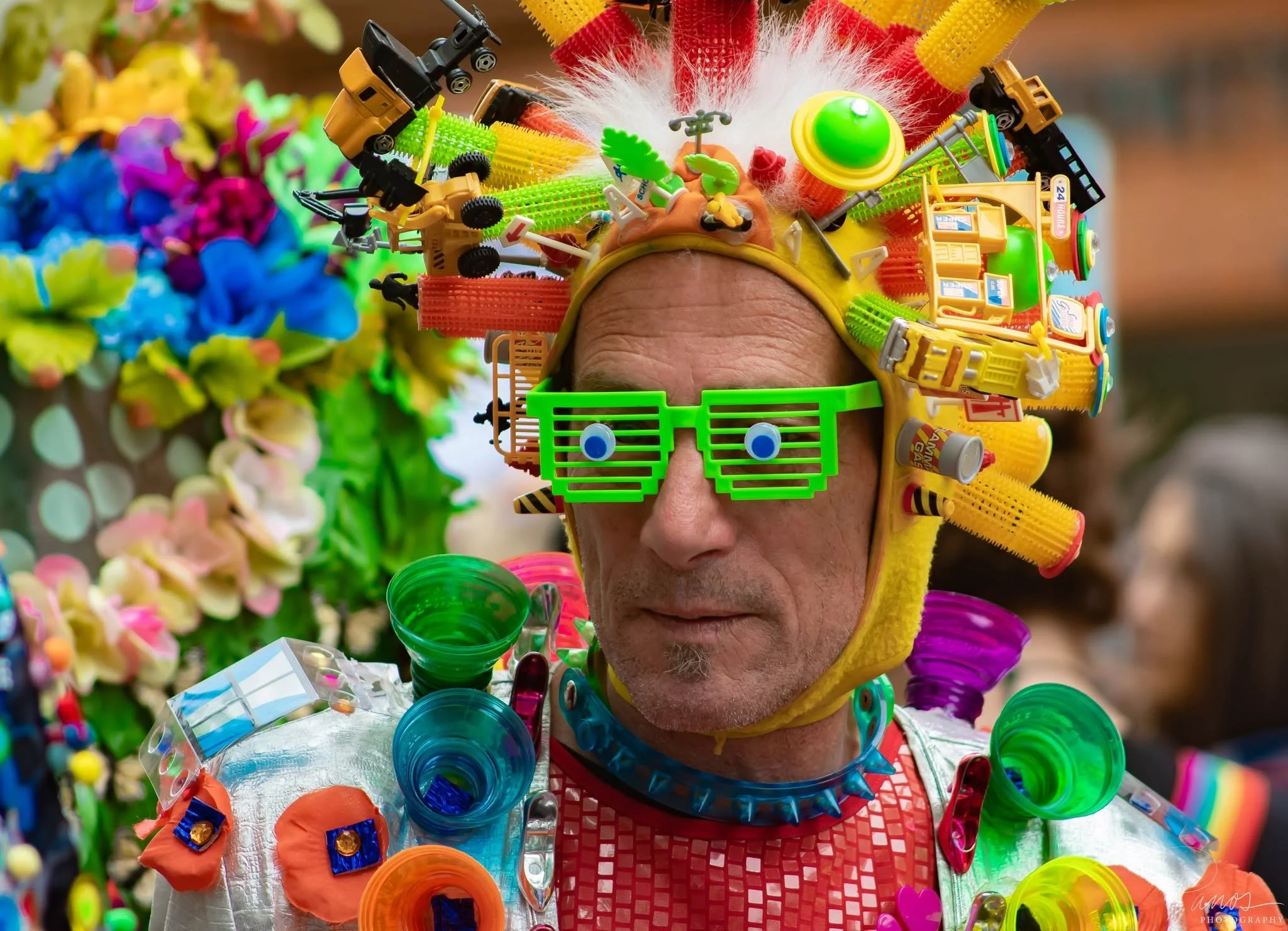 Colorfully costumed Verasphere participant at the San Francisco Pride Parade.