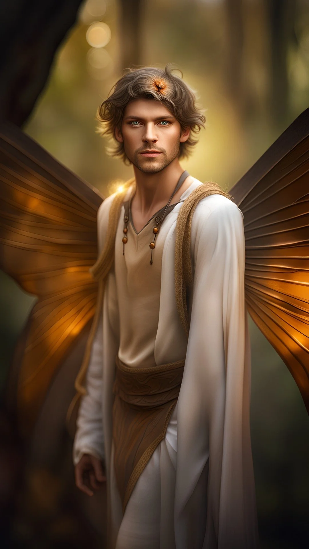 Soft-faced fae with sunrise-colored wings, emerging gently from the thin places between waking and dreaming.