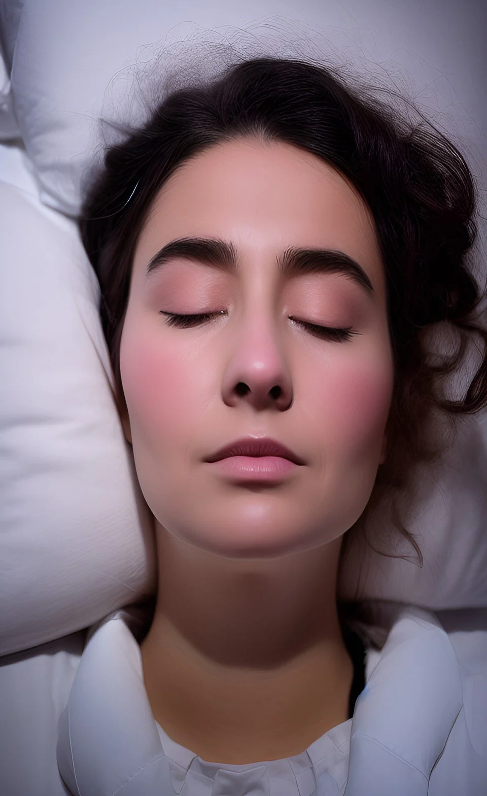 a surreal close up of a unblinking eye surrounded by shadow and dim lit, symbolizing  sleepless awareness and the feeling of being watch by one's own restless mind