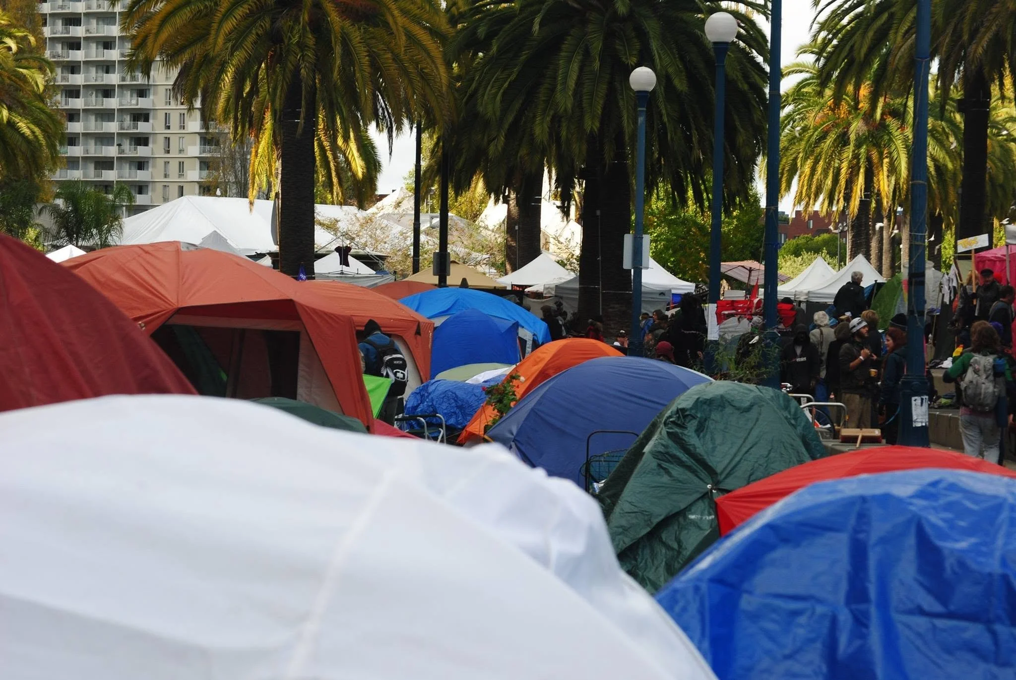 Tent city at the Occupy San Francisco encampment along the Embarcadero in 2011.