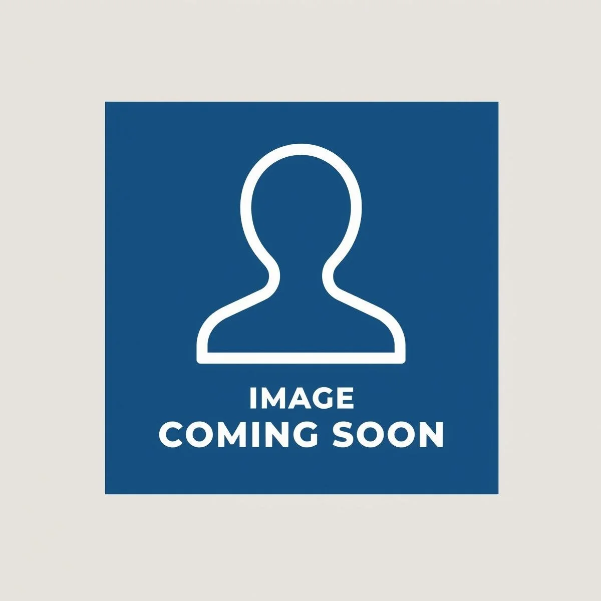 Placeholder icon of a person with the text 'Image coming soon' on a blue background.