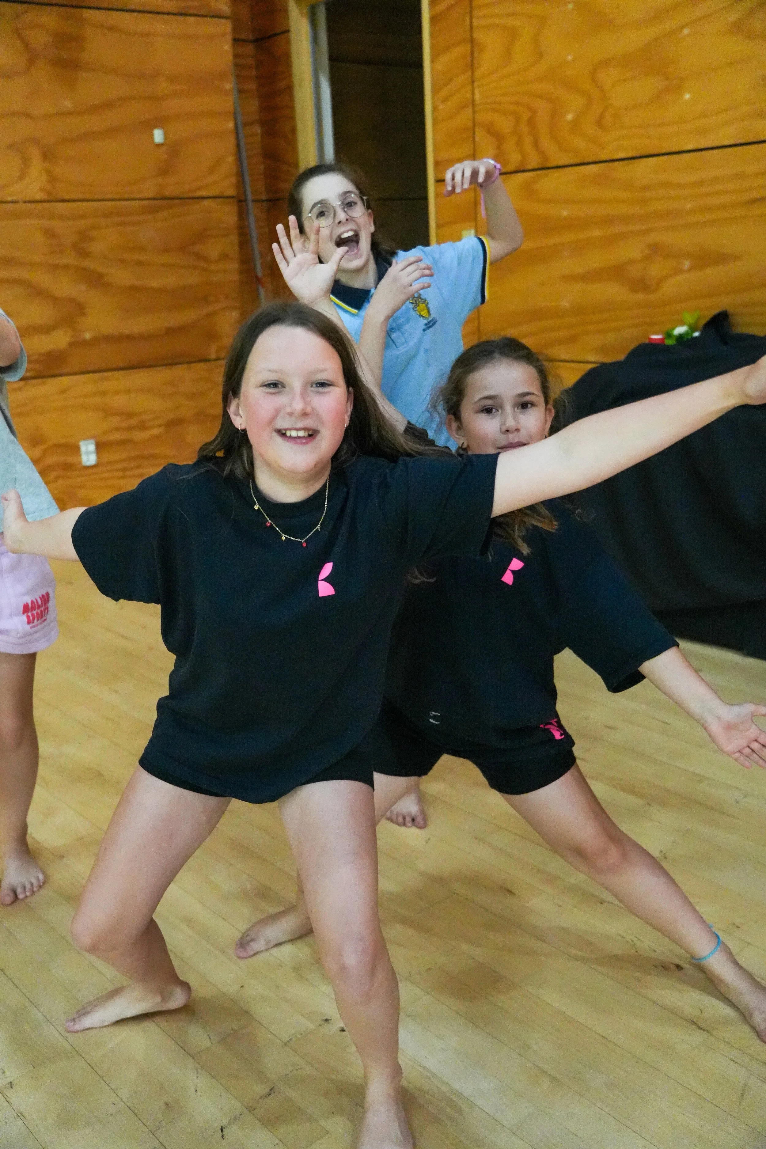 Kids enjoying a musical theatre movement activity together at MTS