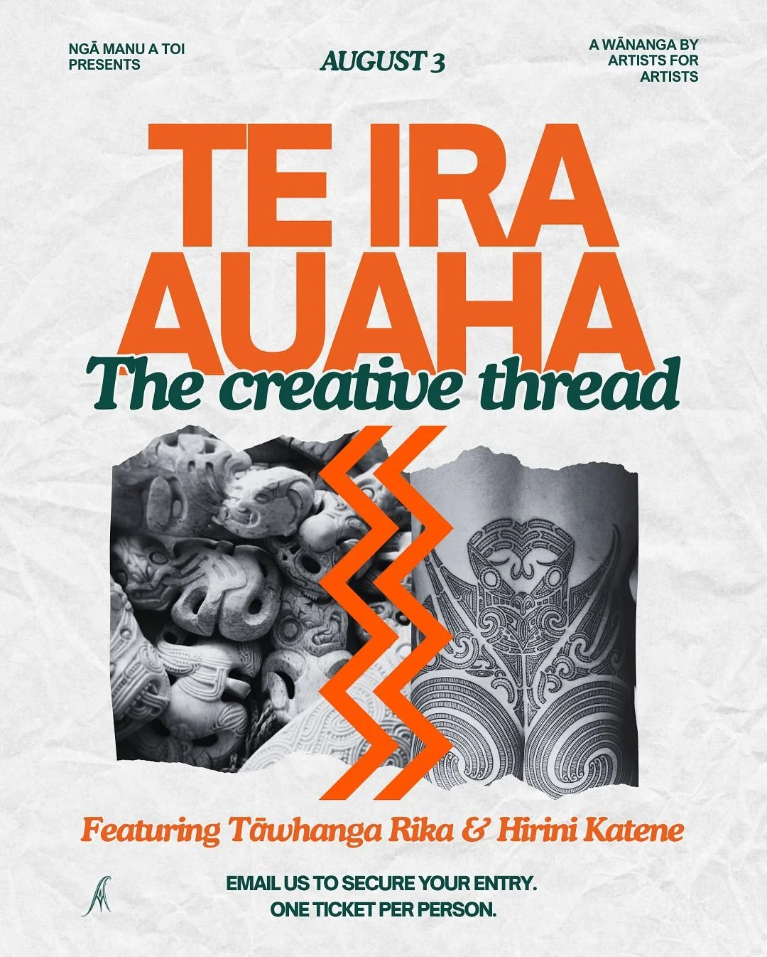 KIA HIWA RĀ, KIA HIWA RĀ! 📣

We are buzzing to announce the very first wānanga to be held in our humble whare TE IRA AUAHA: THE CREATIVE THREAD. 〰️

One of our goals since opening our doors has been to create a space to inspire growth and new ideas 