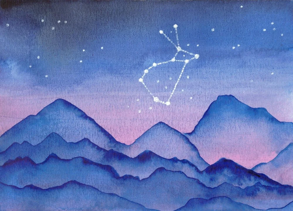 Rabbit Constellation, 2020, Mixed-Media Watercolor