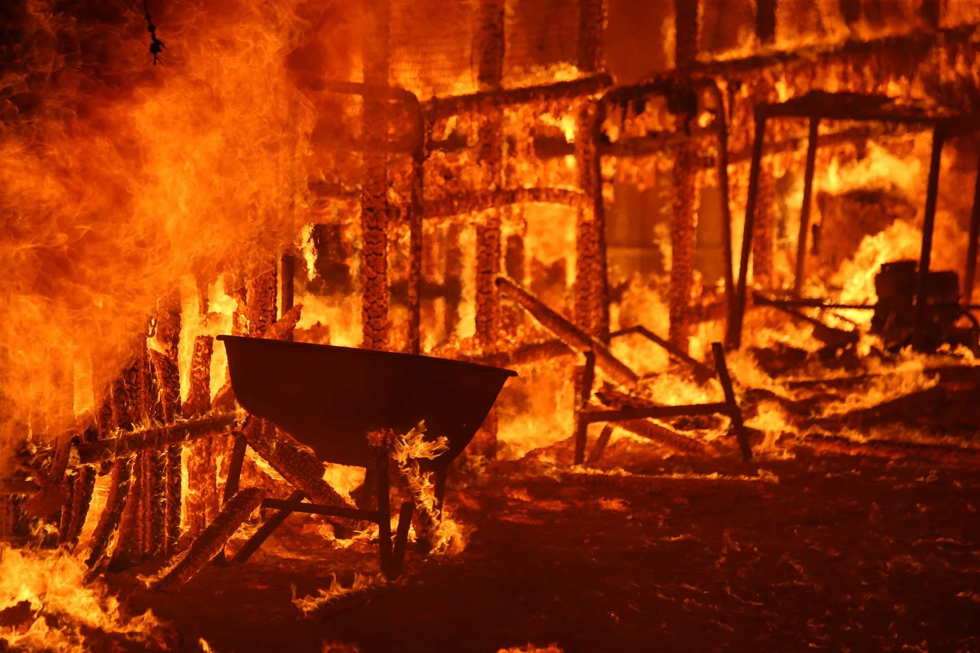  Fire consumes a stable on Tallabrook lodge a property along the Bumbalong Road North of Bredbo.   Saturday 1st February 2020. Guardian Australia. 