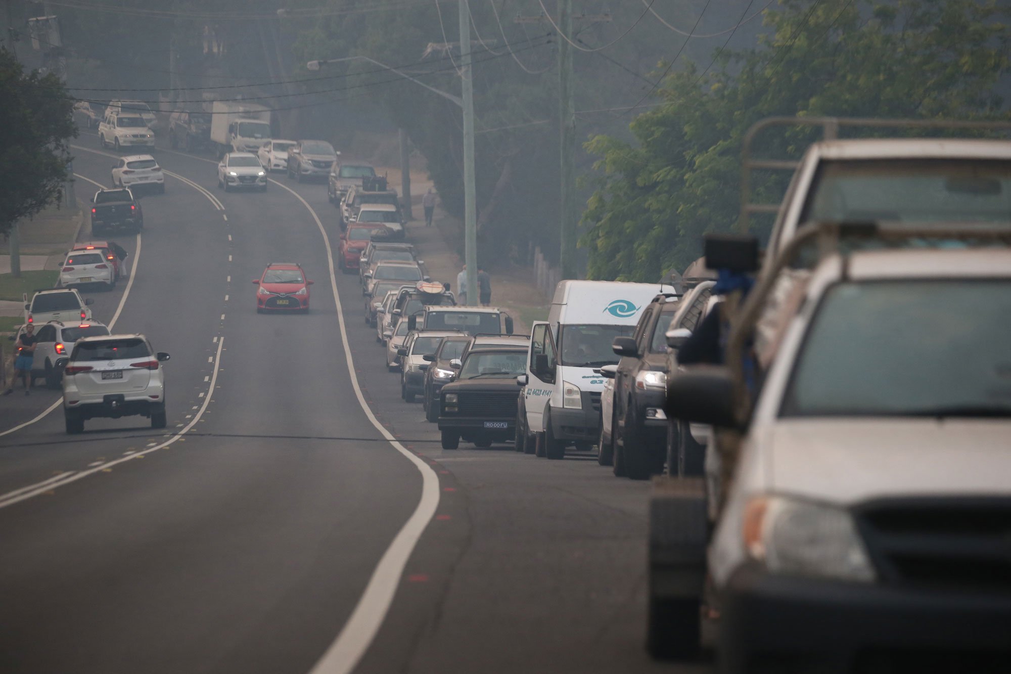  Holidaymakers spent an uncomfortable night on the side of the Princes Highway at a roadblock at Milton.   Wednesday 1st January 2020. Guardian Australia. 