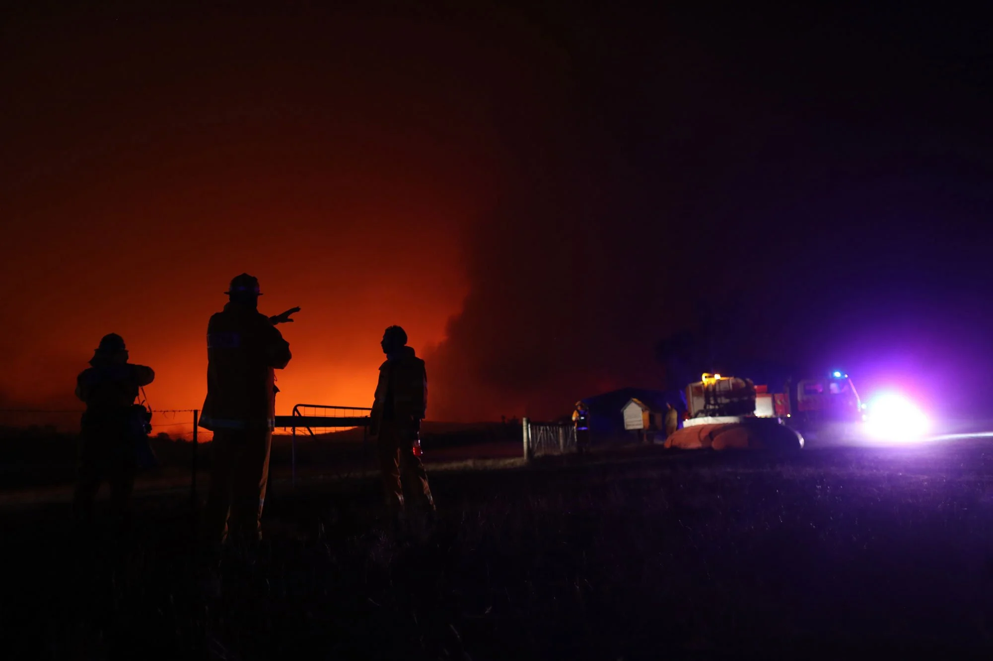  4.30pm day turns to night along the Yauok Road North of the town of Adaminaby as the fire front approaches.   Saturday 4th January 2020. Guardian Australia. 