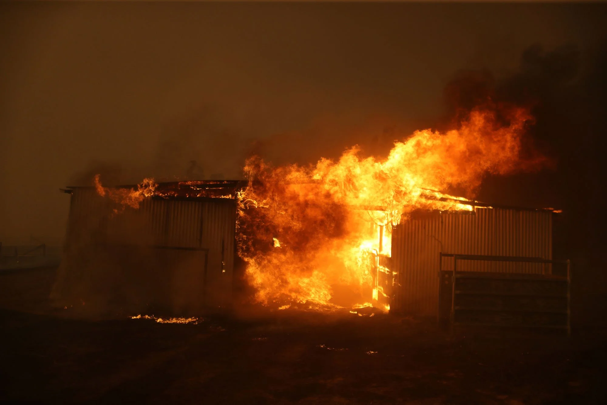  Fire burns down the stables on Tallabrook lodge a property along the Bumbalong Road North of Bredbo.   Saturday 1st February 2020. Guardian Australia. 