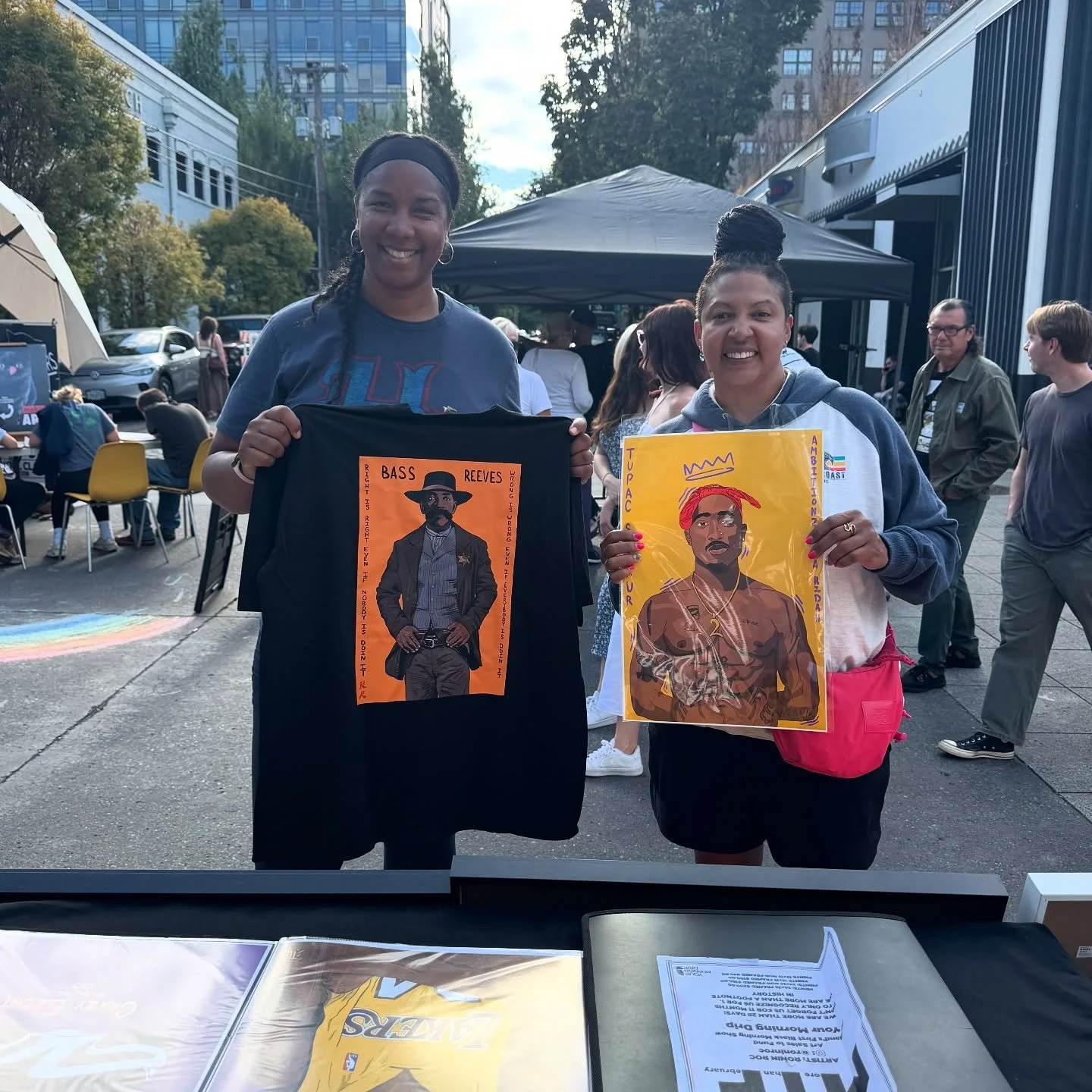 Thanks @coachz.txst for being our first customer at the @firstthursdayportland be! Art by @roninroc