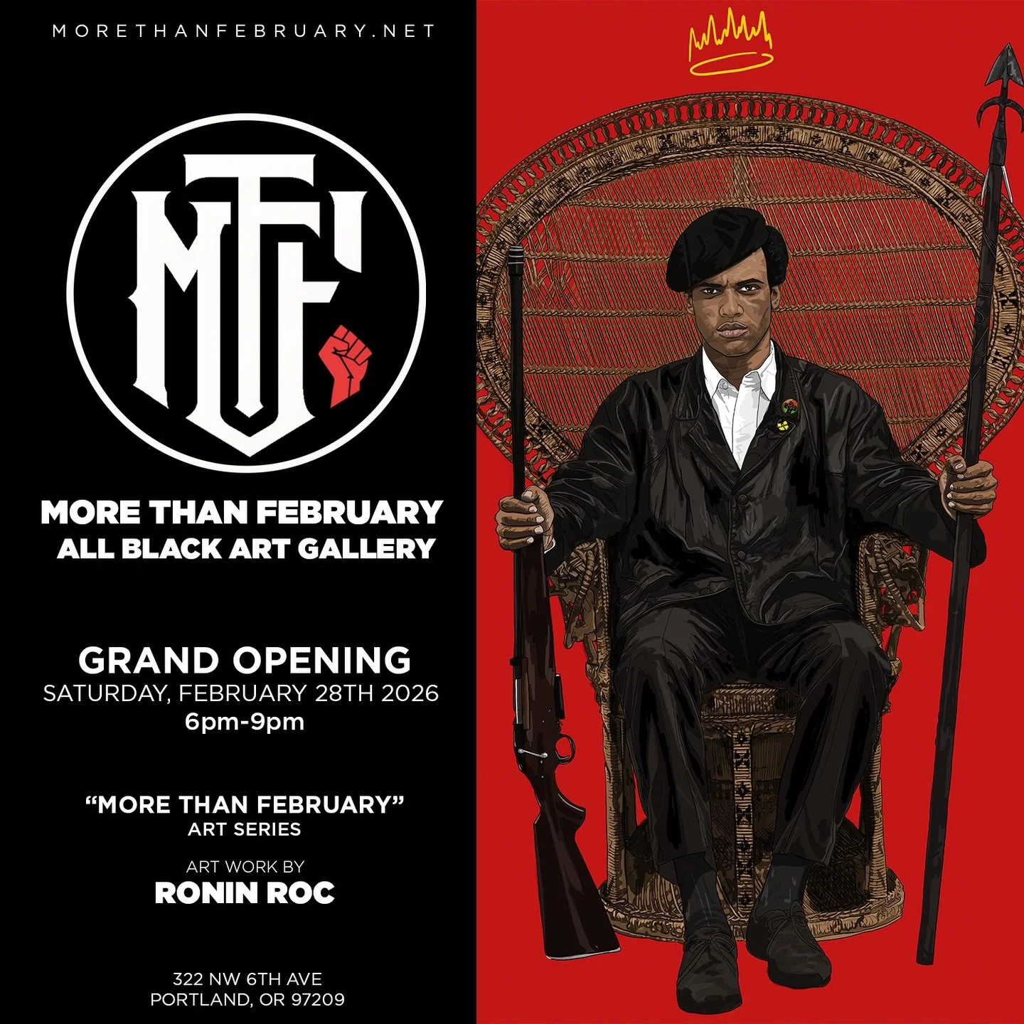 The opening of the MTF Gallery a (All Black Artist Gallery) has moved sorry for the late notice, but trust it&rsquo;s all for the better! The NEW OPENING DATE is Saturday Feb 28th the grand opening of the MTF gallery is happening! 6pm-9pm with some g