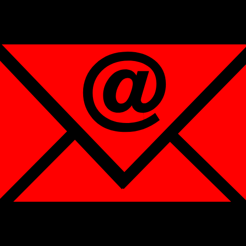 Sobre de correo o sobre dirigido a una dirección de email, con símbolo de arroba en el centro.