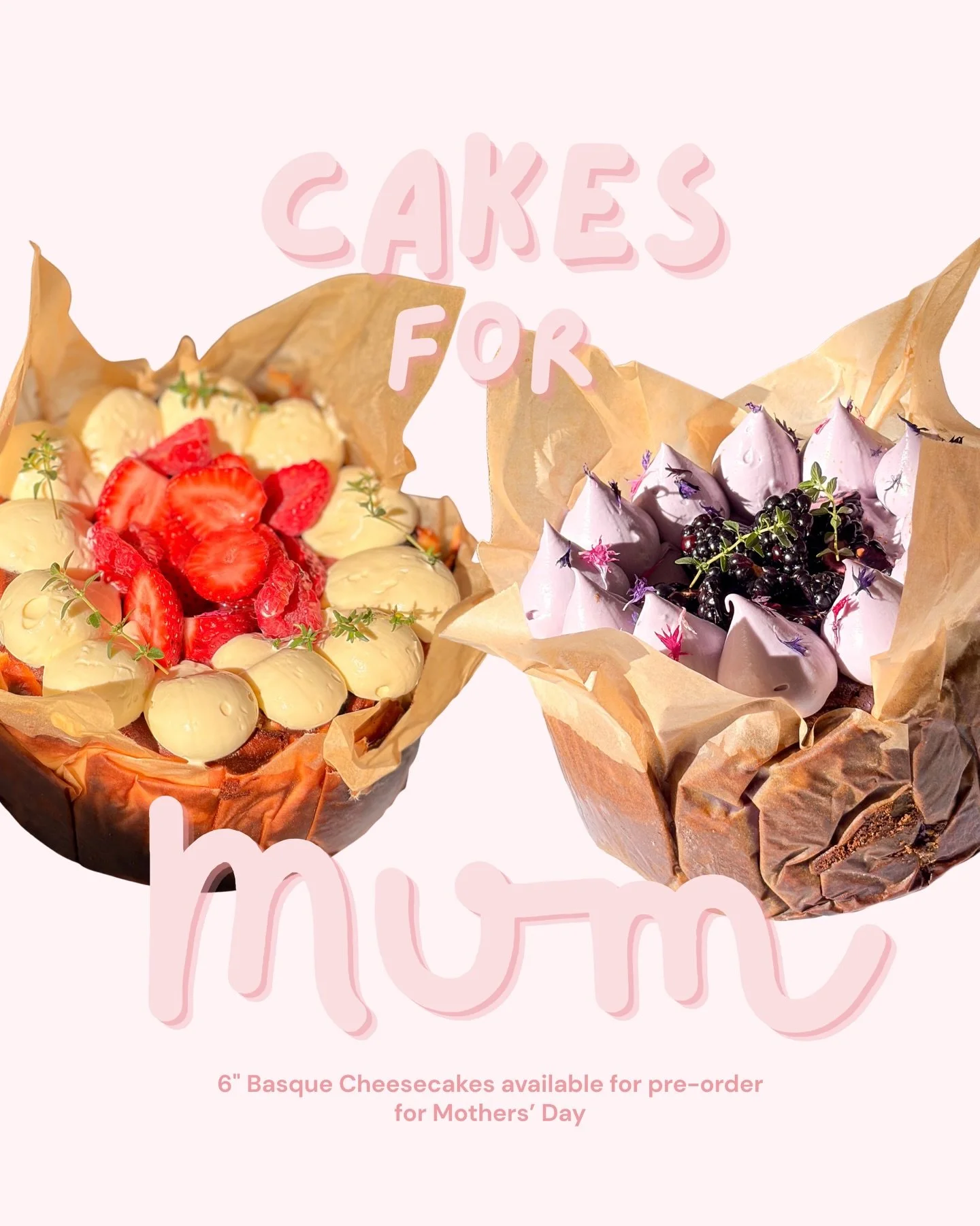 This Mother&rsquo;s Day, we&rsquo;re offering our crowd-favourite Basque cheesecakes in a special 6&rdquo; size &mdash; made just for the occasion 🩵🌸

&bull; Plain Basque Cheesecake 
&bull; Ube Basque Cheesecake 

6-inch &mdash; $70 

Pre-orders no