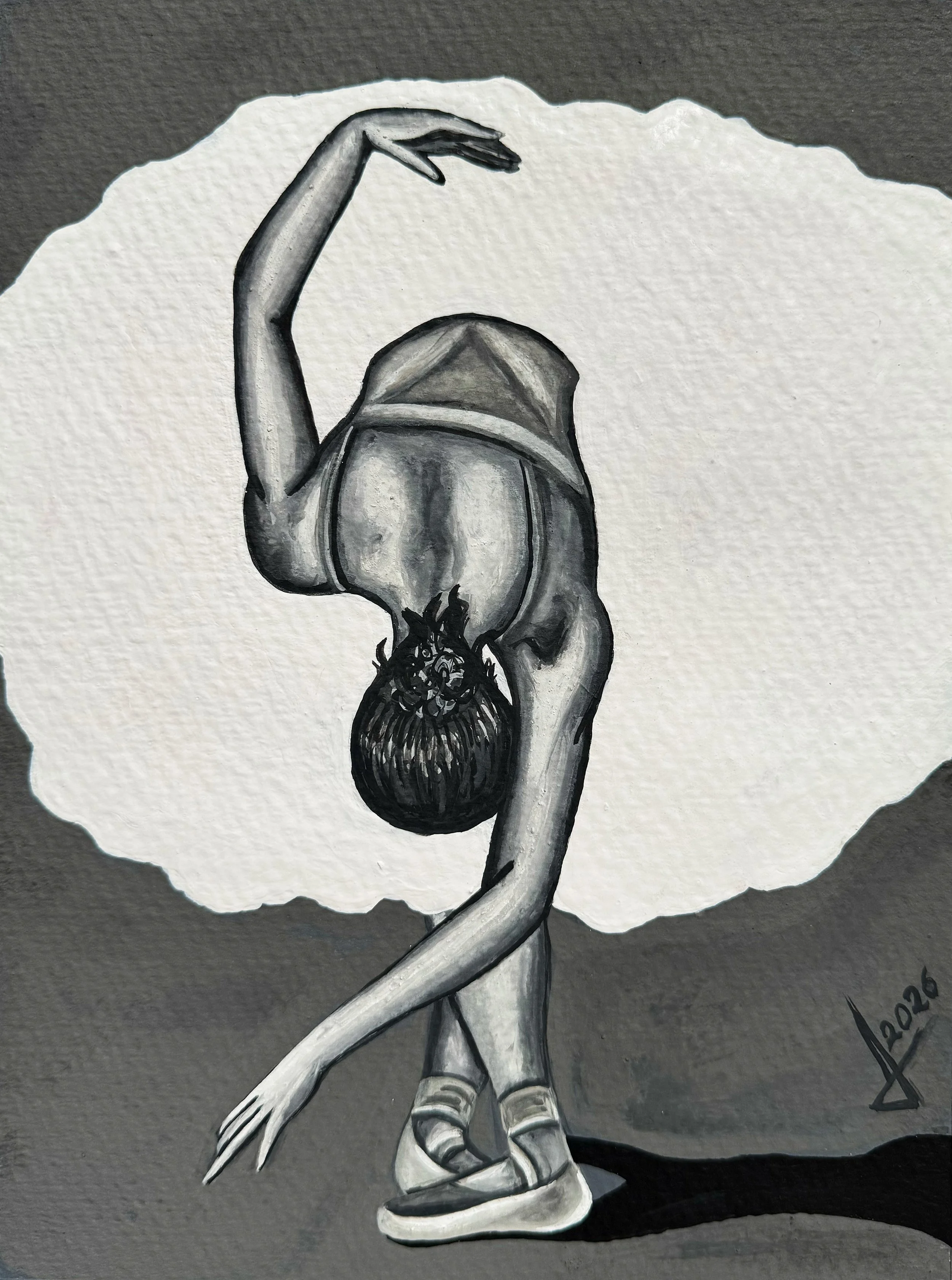 Título: "El Cisne se Inclina"
Medidas: 28 x 22 cm
Técnica: Gouache, gesso y tinta en papel
Año: 2026
Precio: 2,500 pesos