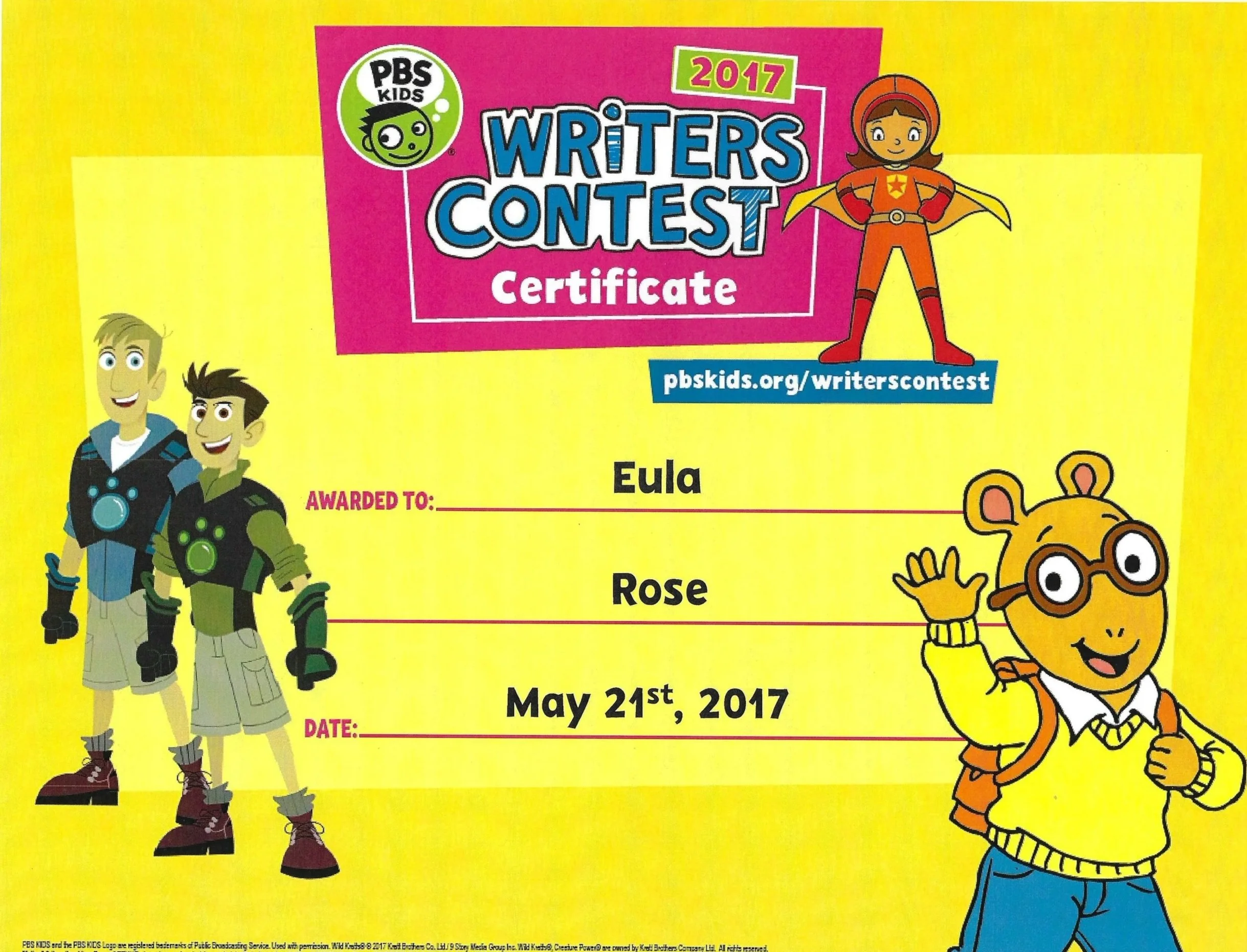 PBS Writer's Contest Finalist