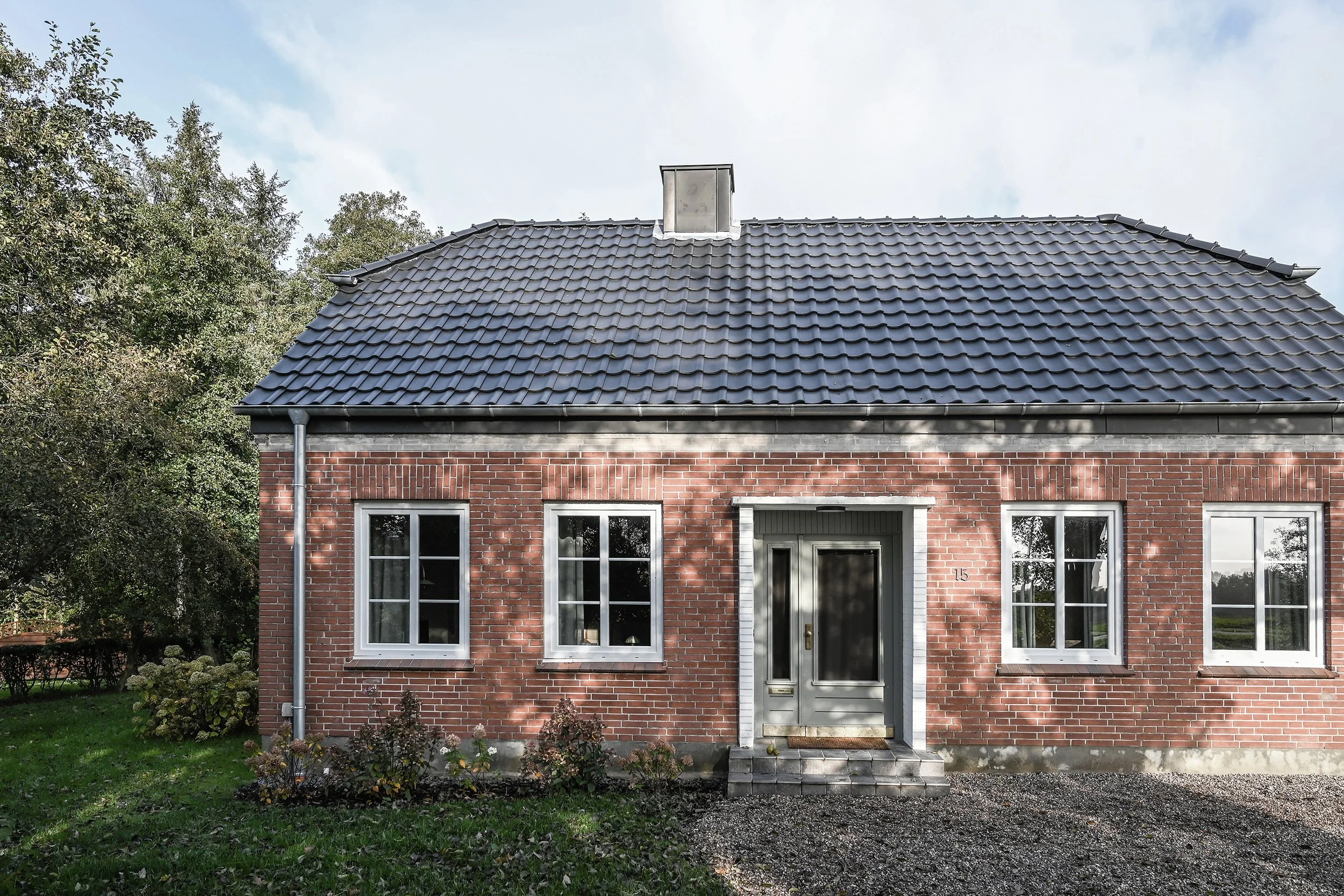 Aussenansicht Ferienhaus an der Schlei mit Backsteinfassade