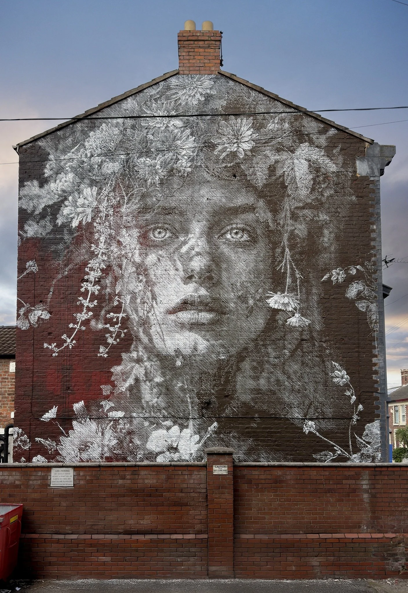 Large scale stencil mural by SNIK in the OpenAir gallery, Victoria Quarter, New Brighton, UK