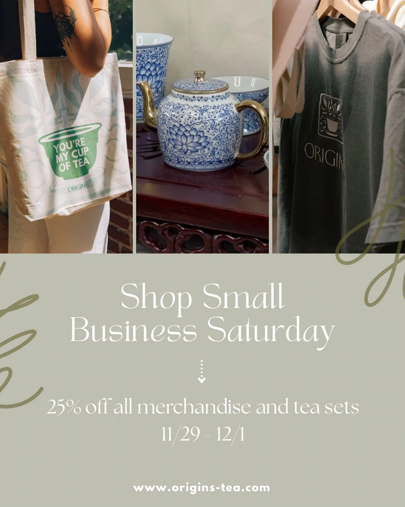 SUPPORT YOUR SMALL BIZ BES-TEAs! 🫶🏼 Merch restock, new tea sets, and 25% off&mdash;oh my! 🤩 don&rsquo;t miss out on our biggest sale yet! No code needed! Sale ends Monday 12/1 🫖 #smallbusinesssaturday #supportsmallbusiness #shopsmallbiz #originst