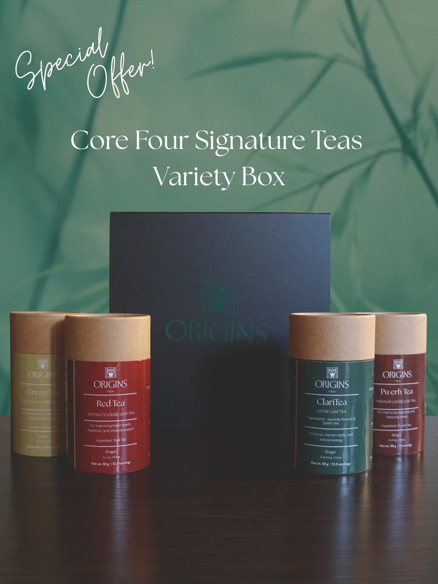Tea sales are LIVE ‼️🫖 can&rsquo;t choose which ones you want to try? Why not try them all 🤭 the special Core Four Variety Box is now available on www.origins-tea.com 🫶🏼 happy sipping, bes-teas! #tealovers #teaparty #sandiegotea #teatime #loosele