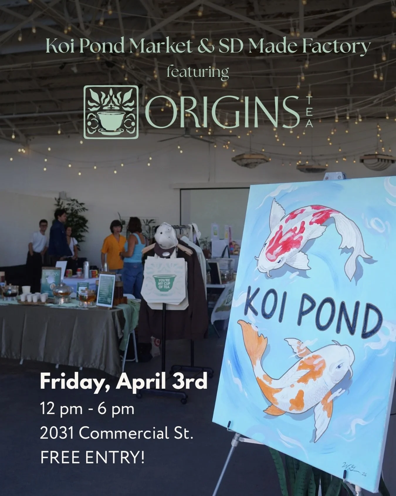 Kicking off April with our besTeas at @thekoipondmarket &amp; @sandiegomadefactory 🫶🏼 stop by to sample authentic loose leaf teas from 12-6pm! Featuring 20+ local vendors, free parking, dog-friendly, and FREE ENTRY! See you there 🤍