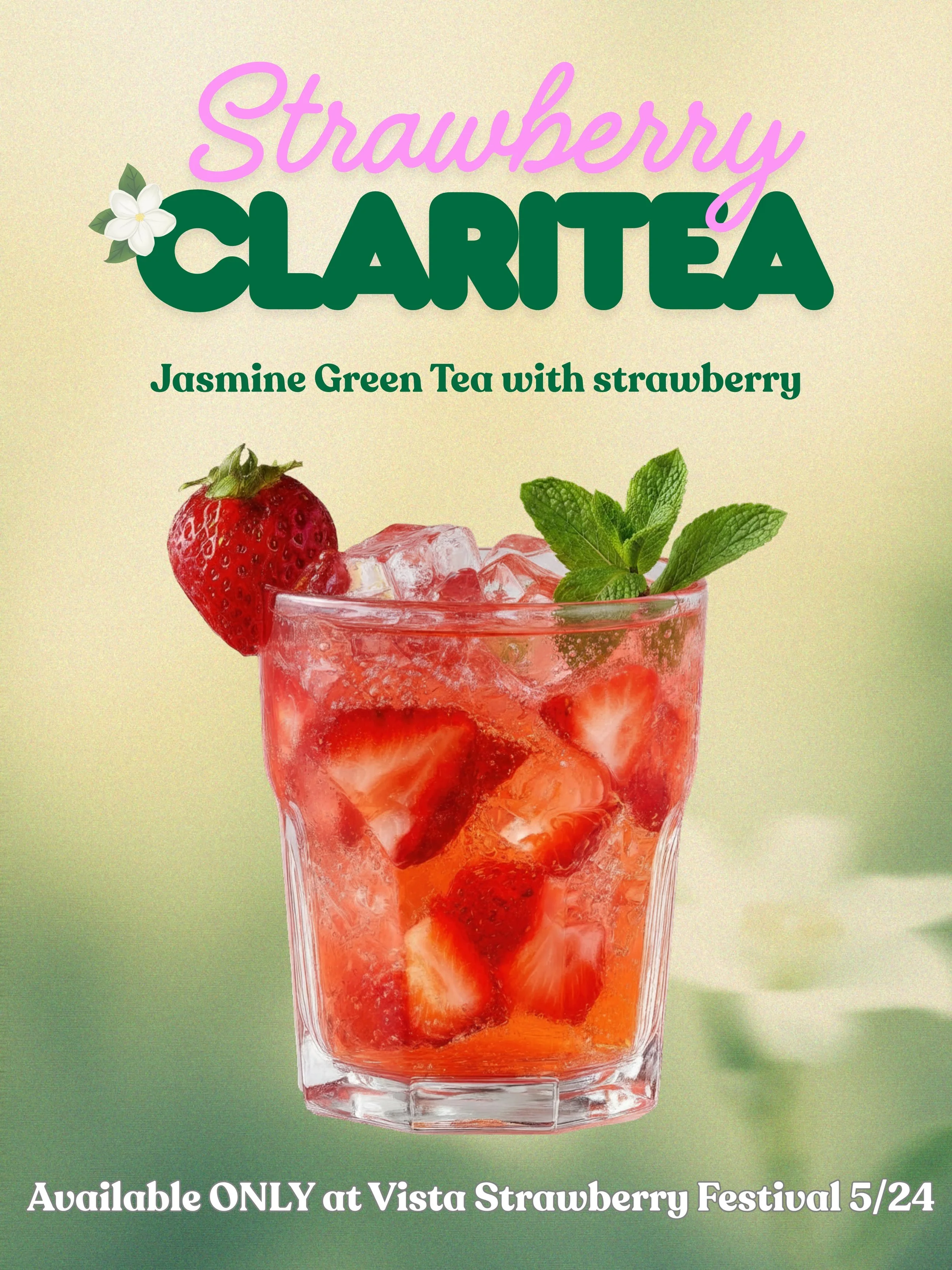 We are BERRY excited to introduce our new Strawberry ClariTea 🍓🌼 refreshing iced jasmine green tea with strawberry syrup! 

The ClariTea blend is the perfect base for cold brew teas! It&rsquo;s crisp refreshing taste and antioxidants will help boos