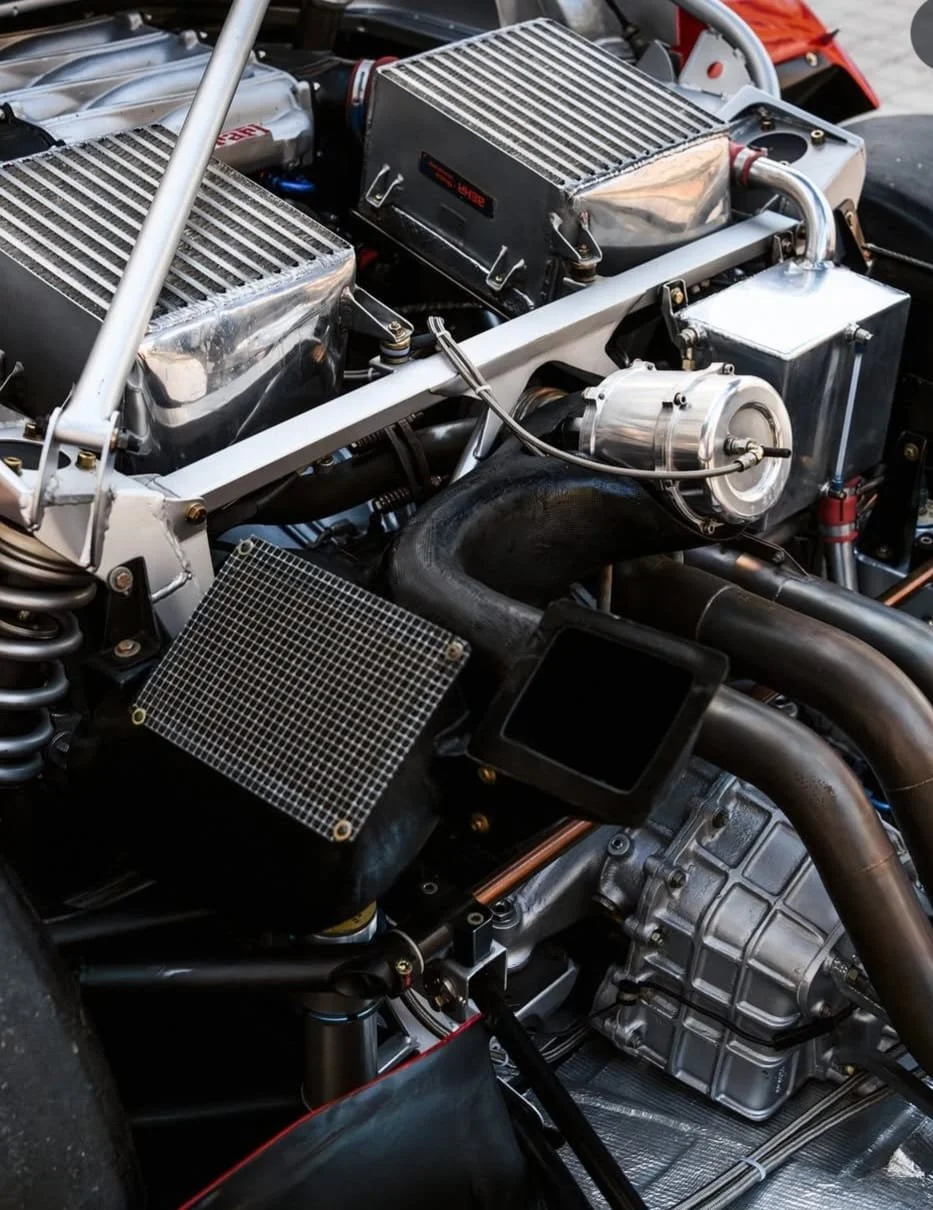 Close-up of a race car engine