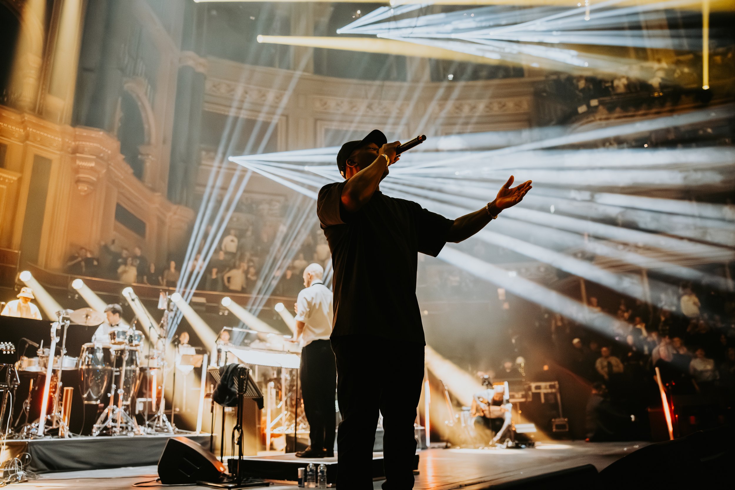 MC GQ performing live at the Royal Albert Hall with the outlook orchestra, Fabio and groove rider taken for his conduct magazine interview with Strategy