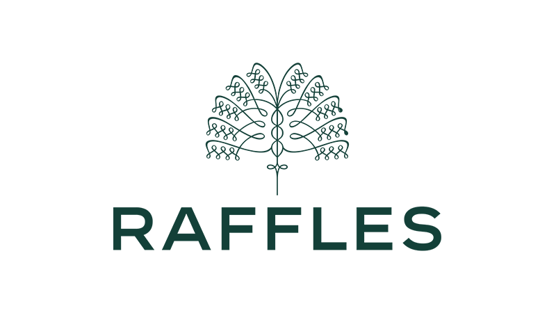 Logo featuring a stylized geometric tree above the word 'RAFFLES' in capital letters