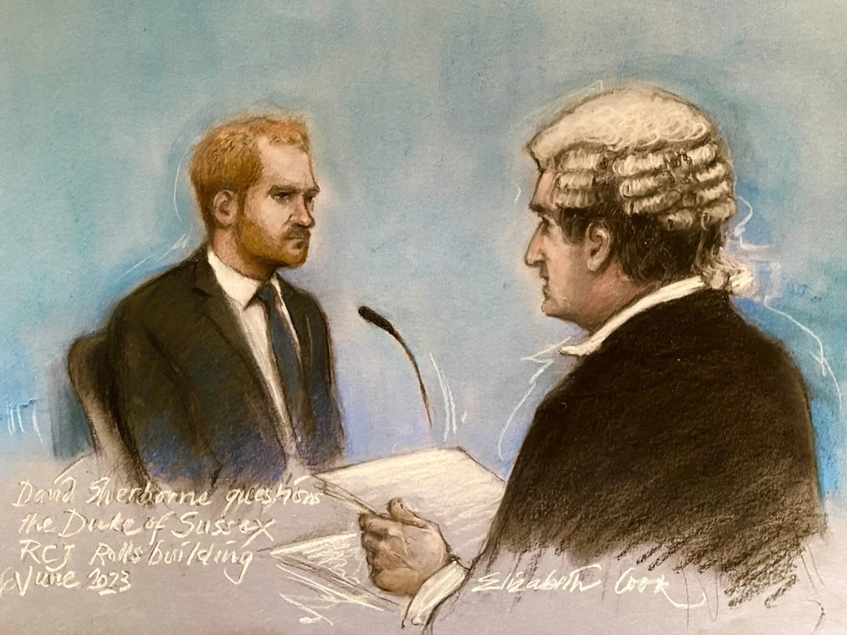 David Sherborne questions the Duke of Sussex at RCJ, June 2023