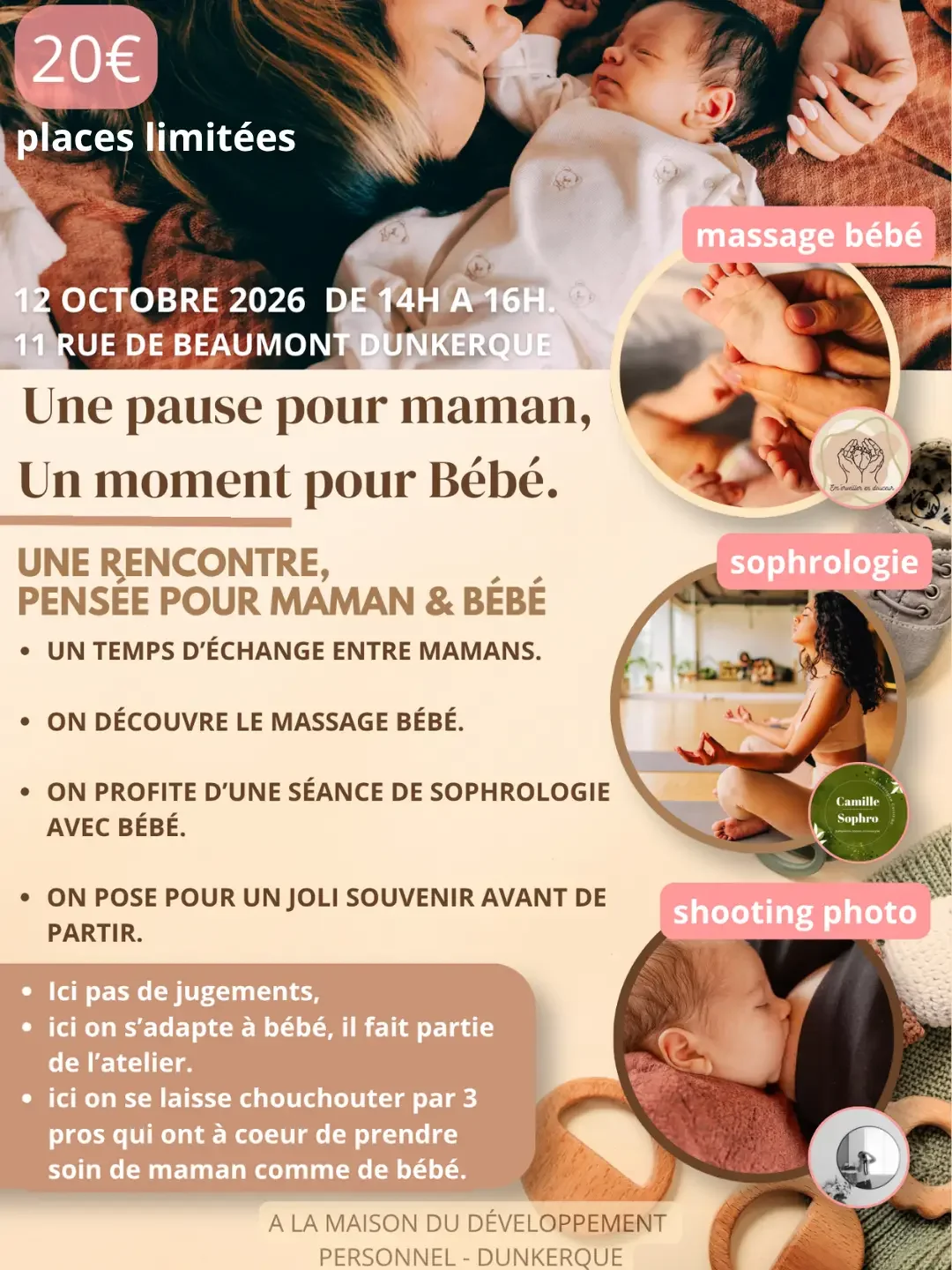 Atelier maman et bébé sur Dunkerque