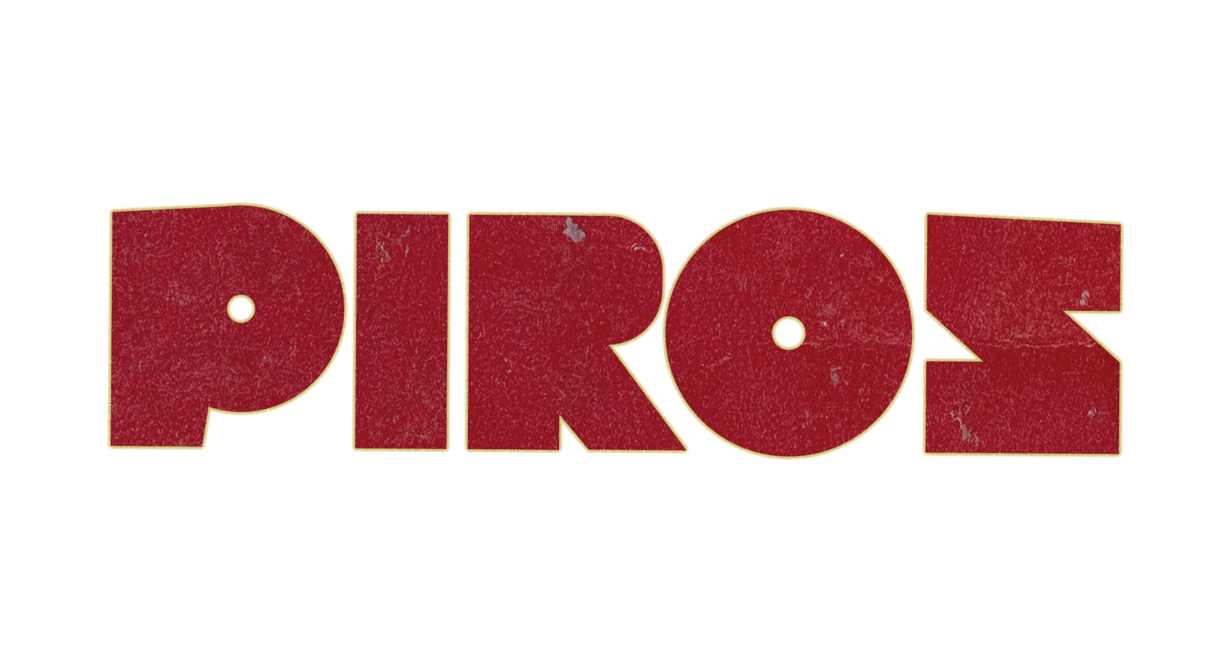Bold red and gold logo spelling 'PIROG' with a vintage textured appearance.