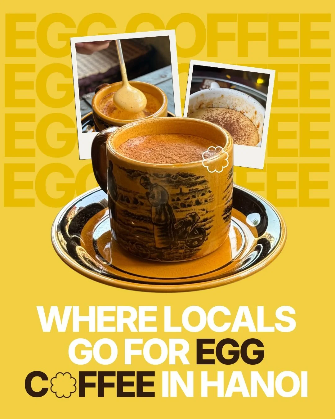 C&agrave; ph&ecirc; trứng - Hanoi&rsquo;s sweet creamy invention that turns coffee into dessert ☕

Born in the 1940s when milk was scarce, a Hanoi bartender whipped egg yolks with sugar and condensed milk to create this iconic drink. Today, it&rsquo;