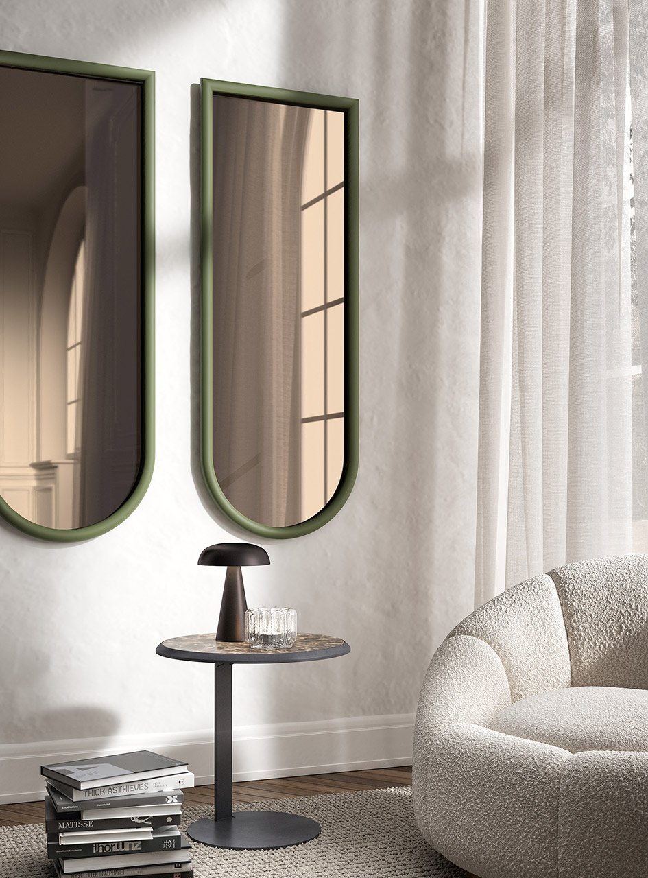 Formaliving - wall mirror - CAPOD'OPERA - Living room corner with a cozy cream textured armchair.