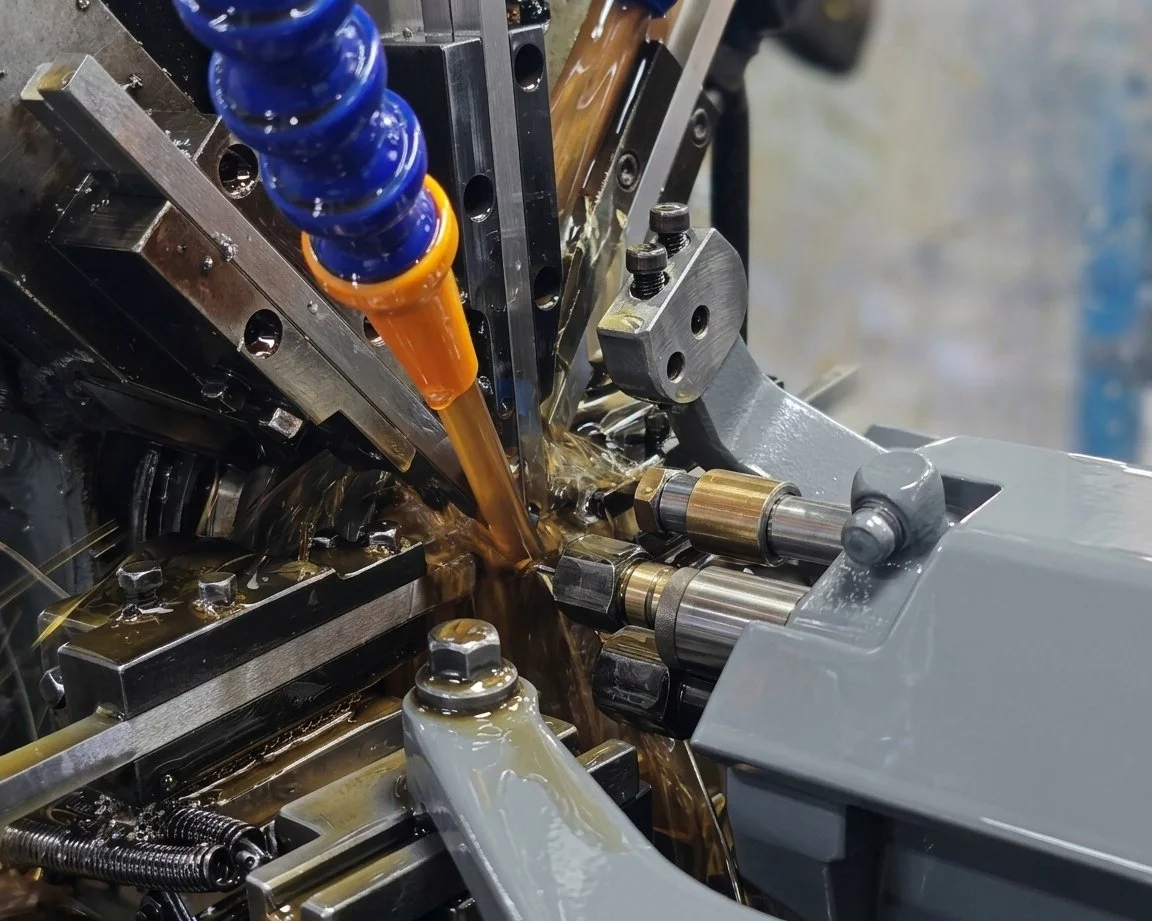 CNC Swiss-type lathe machining a precision part