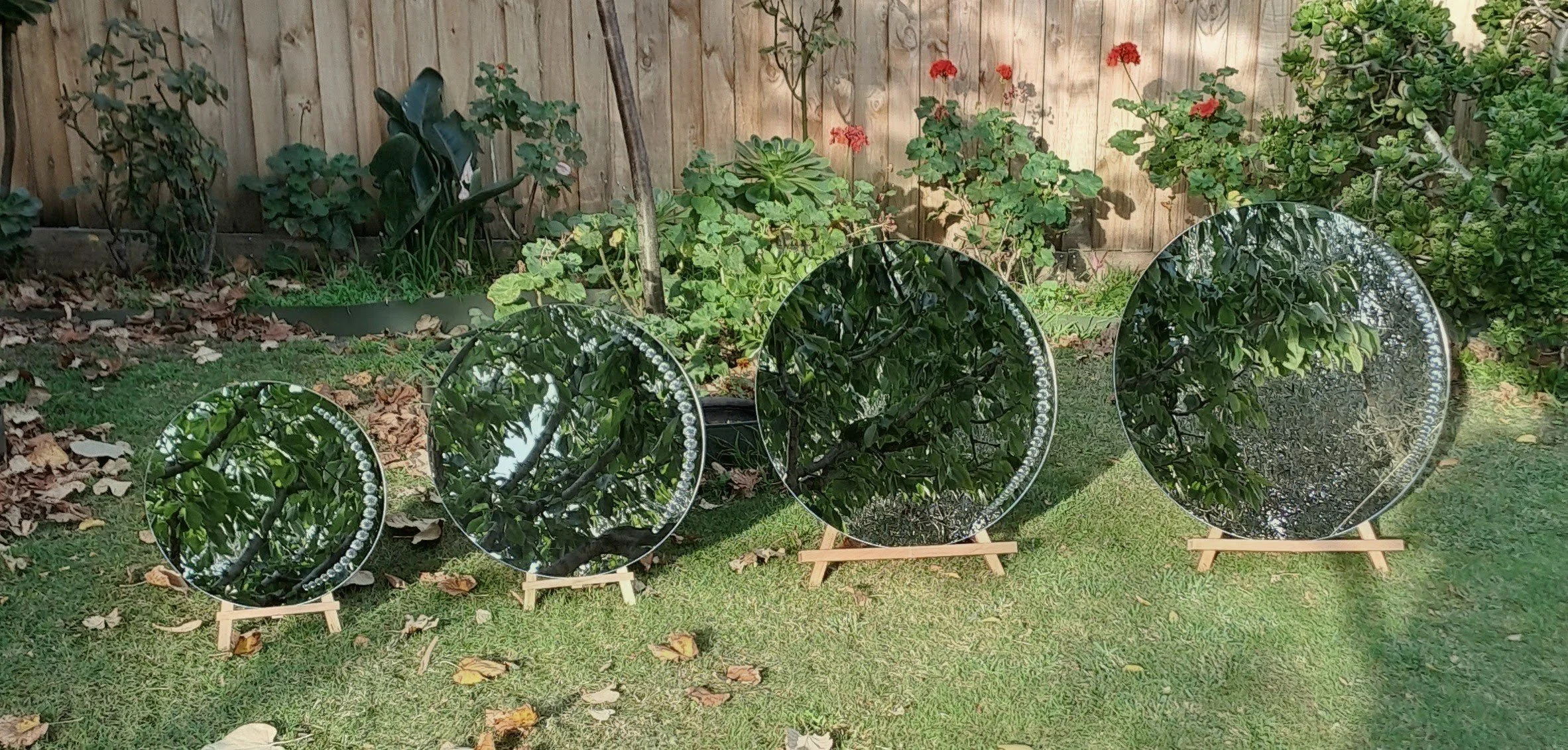 Hand made and silvered brilliant cut mirror, frame-less with 4 options for pattern presentation