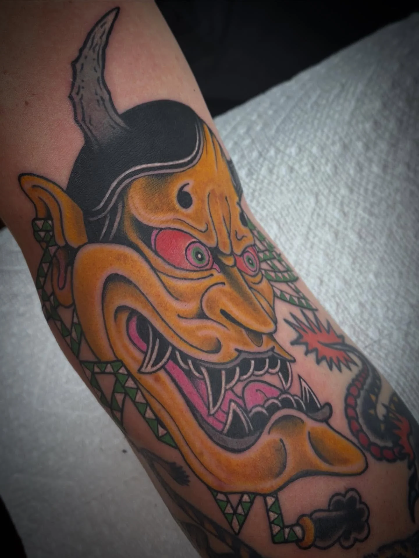 Hannya mask in the ditch #havertownelectrictattoo