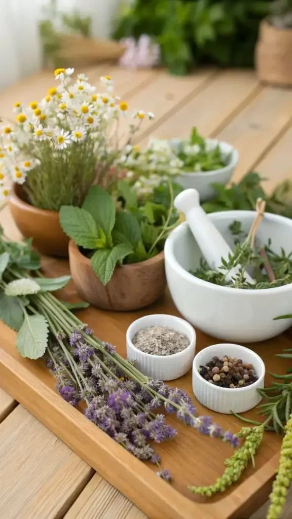 Fresh herbal plants, benefits on display across a….jpeg