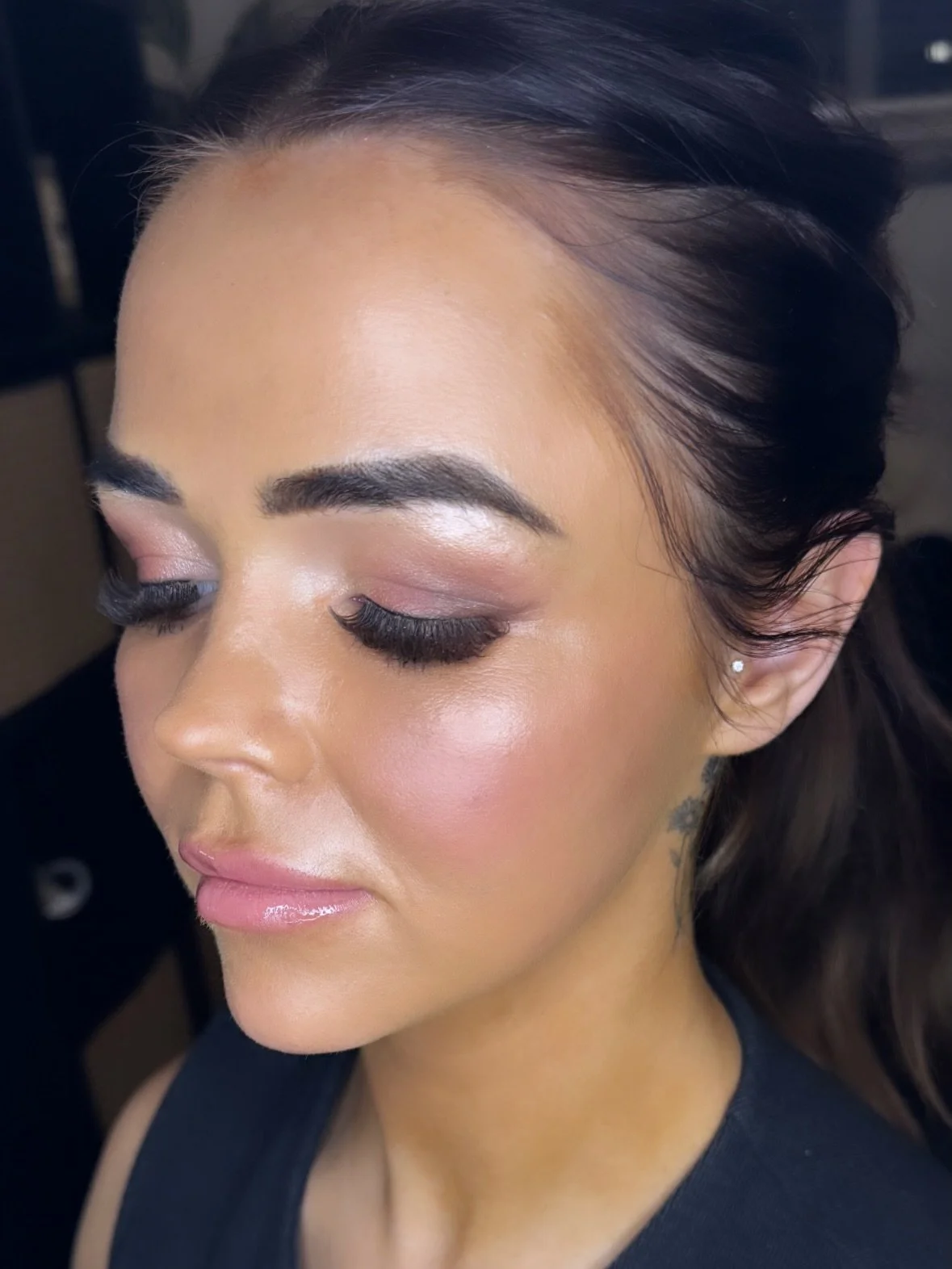 Obsessed with the make I did for @astondoyle. 🩷 #glammakeup #makeupartistuk #makeupideas #glowyskin #glowymakeup