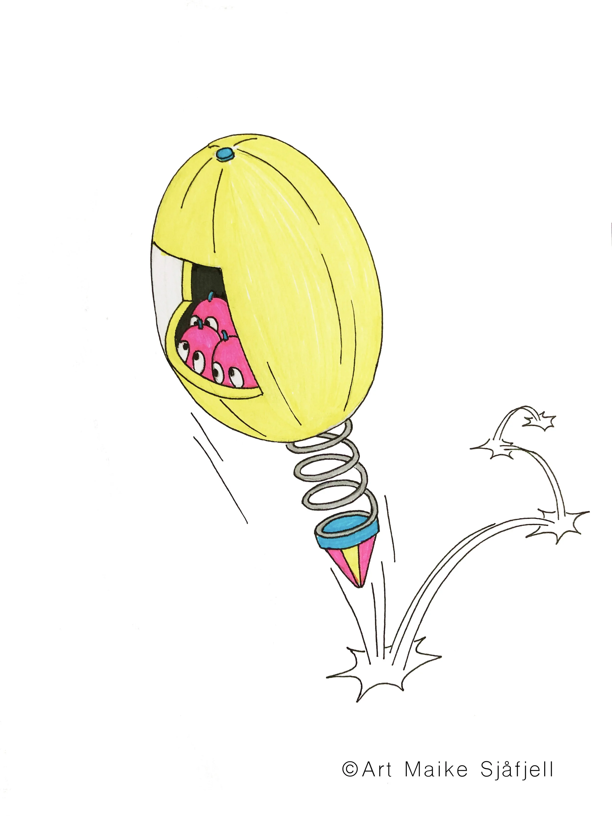 De små druene i sin hoppende melon