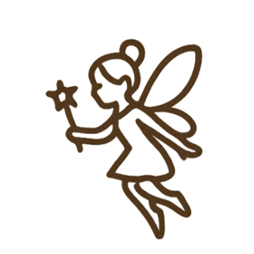 Eine Zeichnung eines Zauberin mit Flügeln, die einen Zauberstab hält.