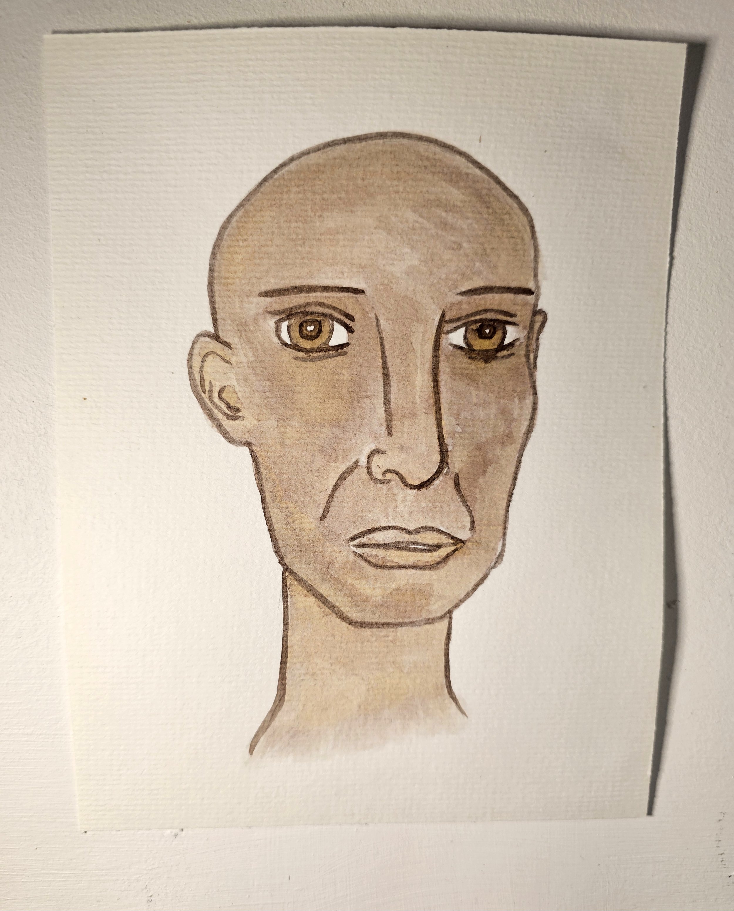 Ink portrait in brown