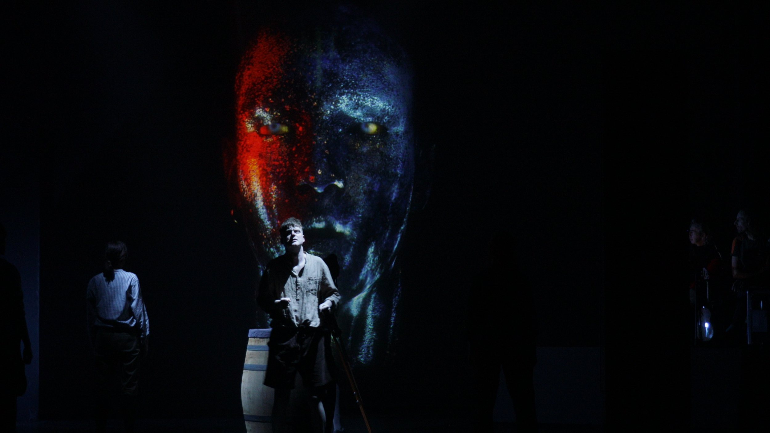 Neptune is performed by a face-tracked performer live on stage.
