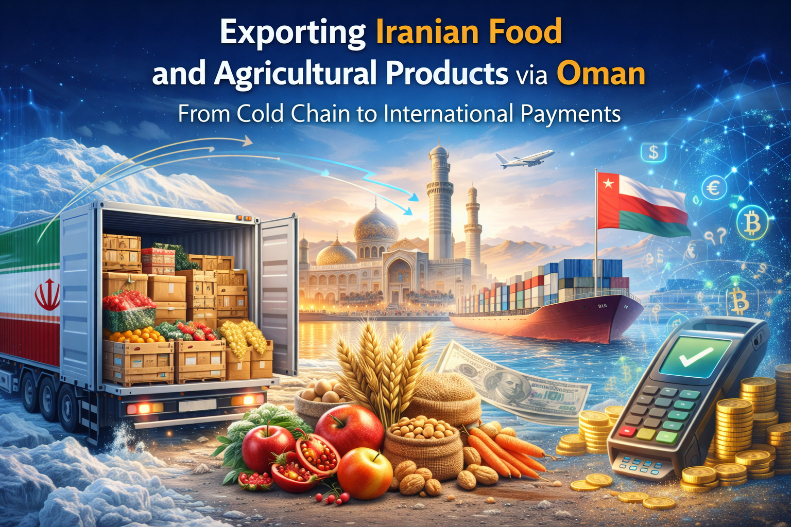 تصدير المنتجات الغذائية والزراعية الإيرانية عبر عمان (تحديث 2025)