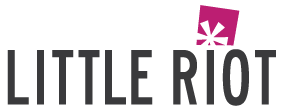 Little Riot logo with black and pink design.