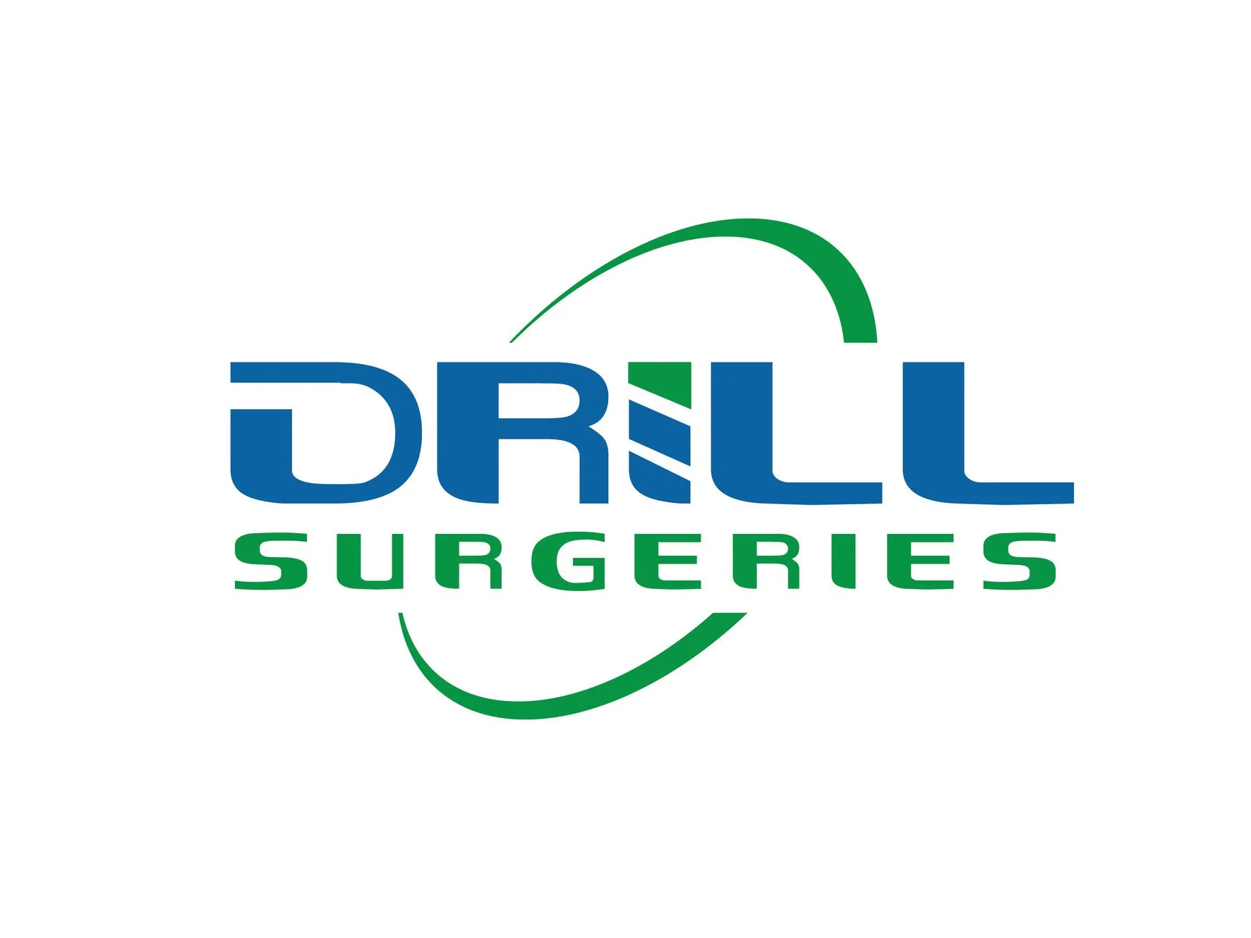 Drill Surgeries logo with the company name in blue and green text, featuring a swoosh design around the words.