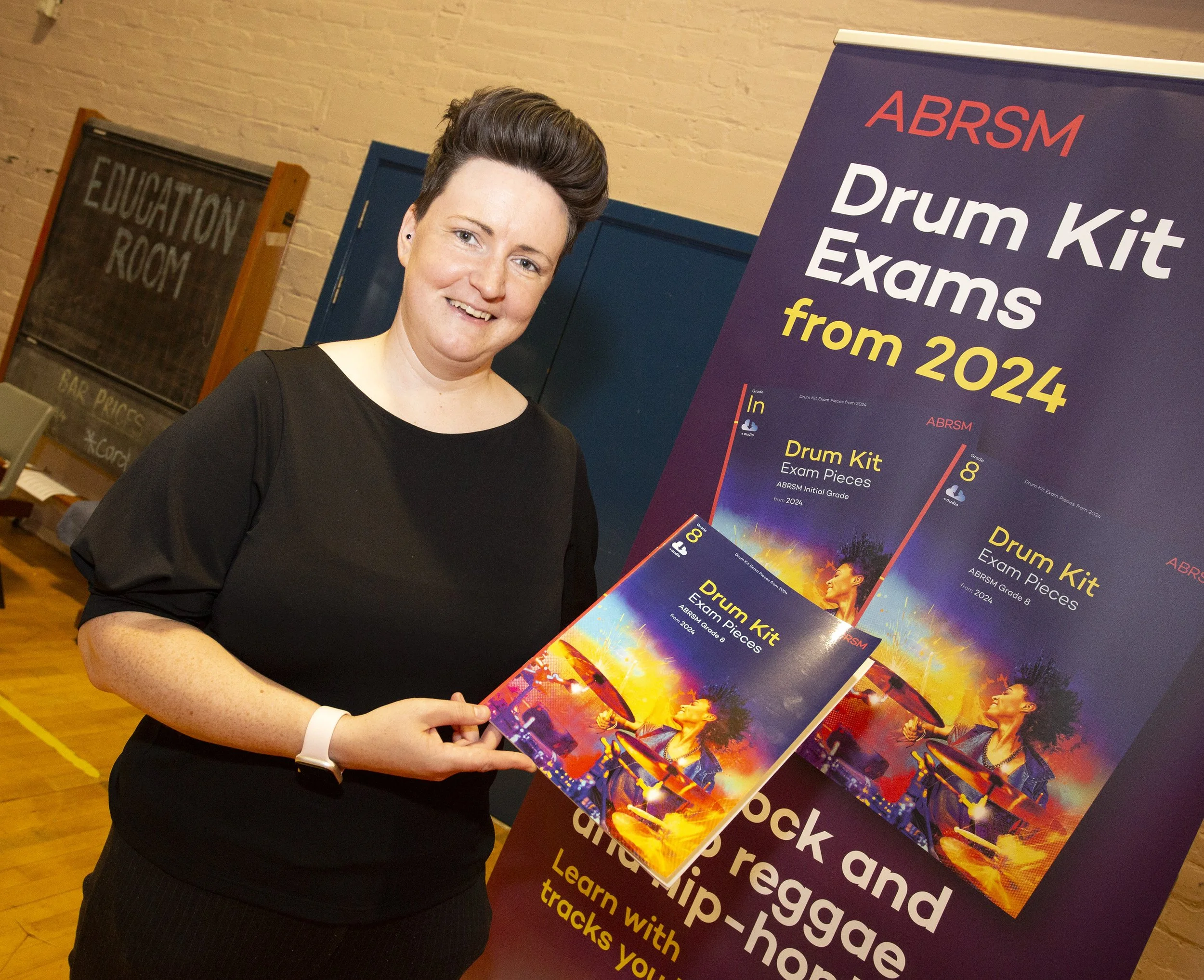 Jenna of ABRSM with their new Drum Kit exams